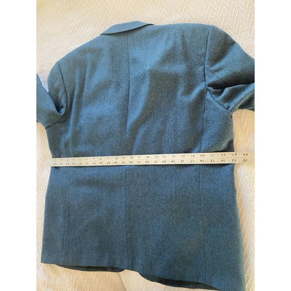 Baumler Mens Lambswool Herringbone Blazer Sport Coat Teal Blue Sz L Austria Made - Picture 12 of 15